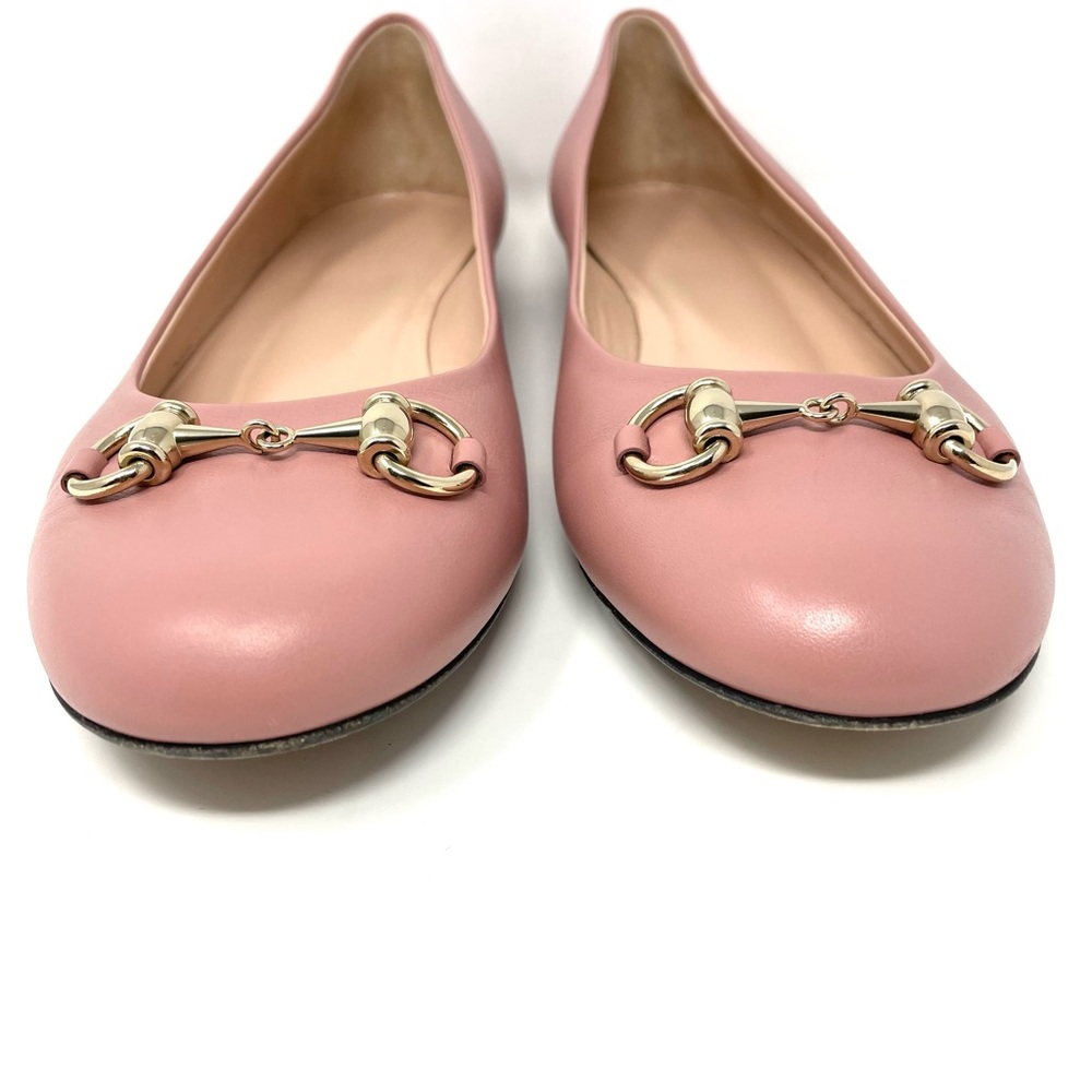 Gucci Horsebit Ballet Flats Pink Leather EU 39 US 9 Powder Pink - Picture 6 of 16